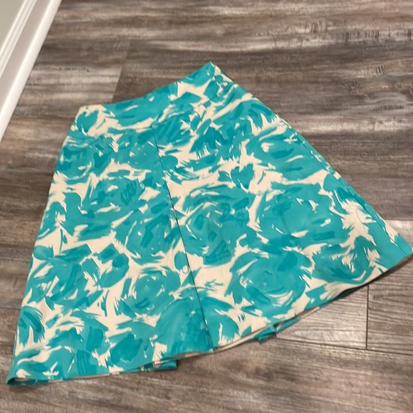 LK Bennett aquamarine brushstroke mirage a line skirt - Picture 5 of 7